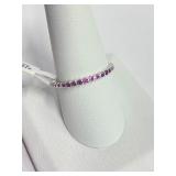 .925 Silver Ruby Eternity Band Ring Sz 10 A