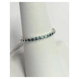 .925 Silver Emerald Eternity Band Ring Sz 7   A