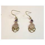 Unmarked Silver, Moonstone, and Amethyst Earrings