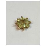 14K Gold Peridot Floral Pendant