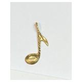 14K Gold Musical Note Pendant/Charm 1.1 gram
