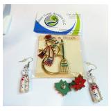 Lot of Christmas Brooch and Two Sets Earrings