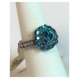 Lovely Fashion Ring Green/Aqua Sets CZ Sz6