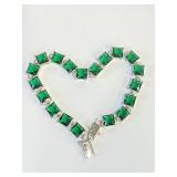 .925 Silver 24ct Princess Cut Emerald Bracelet  AO