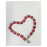 .925 Silver Princess Cut Ruby Bracelet  AO