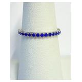 .925 Silver Blue Sapphire Eternity Band Ring Sz 7