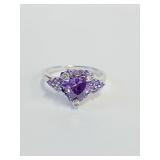 .925 Silver AAACZ Amethyst Ring Sz 6