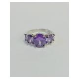 .925 Silver AAAAA Italian Purple Zircon Ring Sz 6