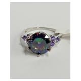 .925 Silver 3ct Rainbow Amethyst Ring Sz 6