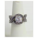 .925 Silver Zircon Ring Sz 6