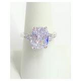.925 Silver Zircon Ring Sz 7