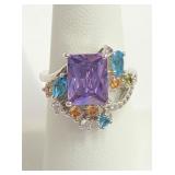 .925 Silver Amethyst Ring Size 7 - Beautiful