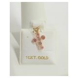 10K  Gold Tourmaline Small Cross Pendant