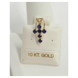 10K  Gold Cross Sapphire(0.6ct) Pendant