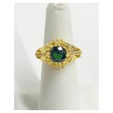 .925 Silver/GP Emerald Ring Sz 6 - Beautiful!