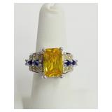 .925 Silver Citrine Ring Size 6