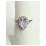 .925 Silver White Sapphire Ring Sz 7