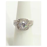 .925 Silver Italian Zircon Ring Sz 6