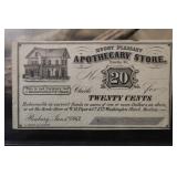 1863 Mount Pleasant Apothecary Store 20 Cent