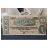 1864 Confederate $10.00 Dollar Note - Excellent