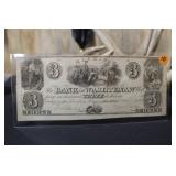 1834 Bank of Washtenaw $3.00 Note Awesome