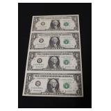Uncut Sheet of 2001-A   $1.00 Bank Notes
