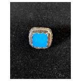 .925 Ring with Lg Blue Stone Size 7  15.15 grams