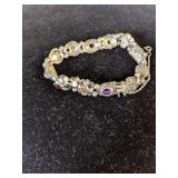 .925 Vintage Bracelet w/Gemstones & Safety Chain