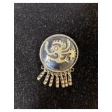 Sterling Antique Painted Brooch or Pendant  1