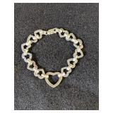 .925 Silver Heart Bracelet 7"  21.99 grams  CL