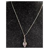 Vintage .925 Silver Amethyst Necklace with U