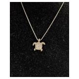 Ancient Coin Made into Sea Turtle on 16" Chain