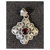 .925 Silver & Garnet Pendant  10.40 grams  S