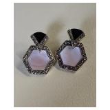 .925 Silver, Mother of Pearl, Onyx and Marcasite