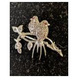Sterling Silver, Marcasite & Ruby Bird Pin  3.34