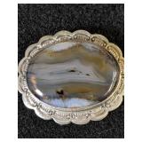 Sterling & Agate Brooch  14.21 grams  CN