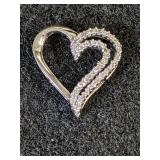 .925 Heart Pendant with CZs Very Nice  1 gram C
