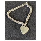 .925 Bracelet With Heart Charm 8"   18.76 grams