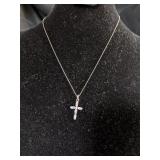 .925 Silver 16" Chain & Cross CZ Pendant  2.48