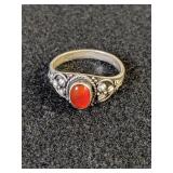 .925 Ring 2/ Orange Carnelian Set - Size 6  2.24 g