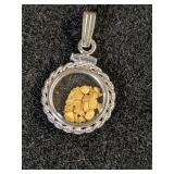 .925 Silver Pendant  w/Gold Flakes  1.59g  H