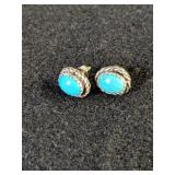 Silver & Turquoise Earrings  2.12 g   H