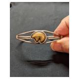 Sterling Cuff Bracelet with Brass Bear Motif  18g