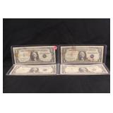 Lot of 4 $1 Silver Certificates *Read Description