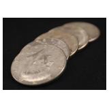 Lot of 5 40% Silver Kennedy Half Dollars
