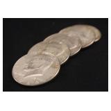 Lot of 5 40% Silver Kennedy Half Dollars