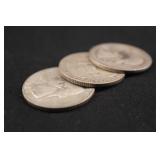 Lot of 3 Pre-64 Washington 90% Silver Quarters