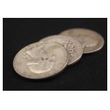 Lot of 3 Pre-64 Washington 90% Silver Quarters