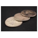 Lot of 3 Pre-64 Washington 90% Silver Quarters