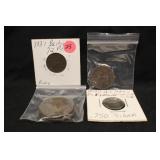 Lot of 6 Foreign Pennies and Silver Pence Coin